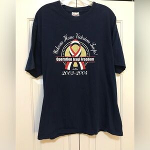 Operation Iraqi Freedom Hanes Mens XL Vintage 2003 04 Blue Shirt Welcome Home